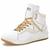 Tenis Botinha Sneakers Feminino Couro Para Treinos Extremos Fashion Branco, Bege