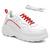 Tênis Buffalo Sneaker Feminino Couro Plataforma Conforto Branco, Vermelho