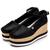 Tênis Feminino Anabela Slip On Borracha Liso Casual Conforto Preto