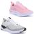 Tênis Feminino Confortável Fitness Esportivo Caminhada Kit 2 Rosa, Branco