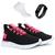 Tênis Feminino Esportivo para Caminhada Branco Treino Relógio E Meia - Bf Shoes Preto, Pink