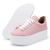 Tênis Feminino Flat Form Casual Confortável Moderno Cadarço   Branco 36 Rose