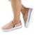 Tenis Feminino Slip ons Nude com costuras e Ziper ER417 Nude