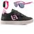 Tenis Infantil Casual Sapatenis Meninas Street Calce Facil + Oculos Relogio Preto