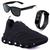 Tenis Infantil De Led Calce Facil Elastico Meninos Masculino + Oculos Relogio Preto