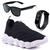 Tenis Infantil De Led Calce Facil Elastico Meninos Masculino + Oculos Relogio Branco