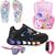 Tenis Infantil De Led Meninas Estrela Holografico Casual LIGHT + Mochila Chinelo Oculos Relogio Preto preto