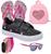 Tênis Infantil Feminino Estrela Detalhe Bordado Estiloso +Chinelo+Óculos+Relógio+Mochila Coração Preto