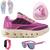 Tenis Infantil Feminino Meninas Escolar Casual Calce Facil Basico + Mochila Chinelo Oculos Relogio Rosa bebê