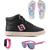 Tenis Infantil Meninas Botinha Cano Alto Escolar Casual Basico + Chinelo Oculos Relogio Preto