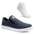 Tênis Infantil Menino Slip On Elástico Liso Casual + Meia Azul