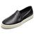 Tenis Slip On Iate Couro Feminino Calce Facil Moderno Palmilha Conforto Preto