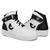 Tênis Sneaker Cano Alto Masculino Colorido Cadarço Ajustável Fecho Duplo Blaqueado Sola Alta Branco, Preto