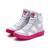 Tênis Sneaker Feminino Cano Alto Academia Fitness Couro Legítimo 10300 Branco cinza, Rosa