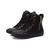 Tênis Sneaker Feminino Cano Alto Fitness Academia Caveira Zíper Couro Legítimo 10200 Preto