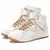 Tênis Sneaker Unissex Couro Legitimo Branco Dourado Branco bege