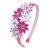 Tiara Infantil Em Flor - Kanzashi- Mod Sixflo Rosa pink c, Branco