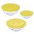 Tigela Marinex  Bowl de vidro com Tampa Conjunto com 3 peças Amarelo