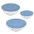 Tigela Marinex  Bowl de vidro com Tampa Conjunto com 3 peças Azul