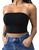 Top Faixa Feminino Sem Bojo Cropped sem alça Oferta Preto