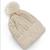 Touca De Lã Gorro Feminina Com Pompom Forrada Capuz Pelinho Reforçada Linda Quente Inverno Moda Trança Quentinha Premium Bege