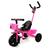 Triciclo infantil com guidão e pedal 2 em 1 cesto passeio mega compras Rosa