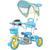 Triciclo Motoca Bicicleta 3 Rodas Infantil Passeio com Empurrador Pedal Luz Som Capota BW-003-GE Azul