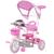 Triciclo Motoca Bicicleta 3 Rodas Infantil Passeio com Empurrador Pedal Luz Som Capota Rosa