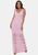 Tricô Vestido Longo Pink Tricot Sereia Com Decote V e Franjas Feminino 5582 Rosa claro