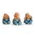 Trio De Buda Bebê Cego Surdo Mudo Estatueta 8 Cm - Várias Variedades Azul