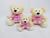 Trio De Ursinhos Ted Com Laço Para Nichos 14cm 20cm 25cm Ted laço rosa