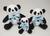 Trio De Ursos Infantil Panda Pelúcia Fofinho Nichos P 15 cm M 20 cm G 25cm Azul