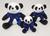 Trio De Ursos Panda Pelúcia Fofinho Nicho Laços Coloridos Azul