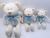 Trio de ursos pelúcia soft para nicho decoração bebê infantil quarto Azul