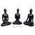 Trio Estátua Meditação Yoga Porcelana Preto