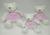 Trio Ursa articulada com vestidos floral nicho malha decoração bebê quarto Palha rosa