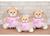 Trio ursinha bailarina menor para nichos e decorações quarto infantil Chevron rosa