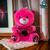Urso de pelúcia com coração lantejoulas 21cm para cestas presentes/brinquedo Rosa choque lantejoula