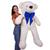 Urso De Pelúcia Gigante Teddy - 90cm com Laço - Barros Baby Baunilha com laço azul