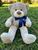 Urso De Pelucia Macio Bicho 50cm Criança Presente Com Laço Várias Cores Cinza laço azul marinho