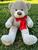 Urso De Pelucia Macio Bicho 50cm Criança Presente Com Laço Várias Cores Cinza laço vermelho