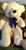 Urso gigante 1,10 m teddy pelucia antialérgico com laço varias cores Baunilha, Azul