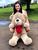 Urso Gigante Pelúcia Teddy Bear Avelã laço vermelho