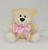 Urso pelúcia ted pequeno cor bege  14cm, nichos decoração  quartos bebês Laço cetim rosa