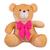 Urso Teddy De Pelúcia Sentado Com Laço Tamanho G 50cm - Barros Baby Store Doce de leite com laço pink