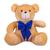Urso Teddy De Pelúcia Sentado Com Laço Tamanho G 50cm - Barros Baby Store Doce de leite com laço azul