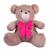 Urso Teddy De Pelúcia Sentado Com Laço Tamanho G 50cm - Barros Baby Store Avelã com laço pink