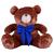 Urso Teddy De Pelúcia Sentado Com Laço Tamanho G 50cm - Barros Baby Store Mel com laço azul