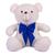 Urso Teddy De Pelúcia Tamanho 50cm G Baunilha com laço azul