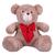 Urso Teddy De Pelúcia Tamanho 50cm G Avelã com laço vermelho